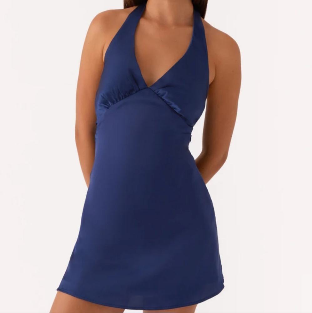 Peppermayo Elegant Navy Halter Dress